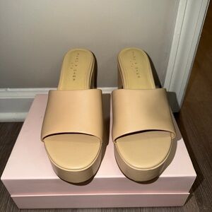 Marc Fisher Women's Tan Platform Mules